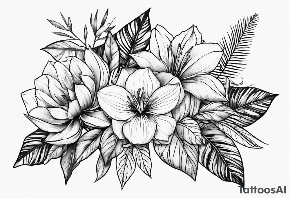 Jungle flowers tattoo idea
