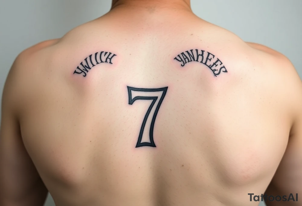 the number seven and a yankee jersey for forearm tattoo idea