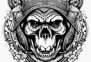 Screaming monkey skull tattoo idea