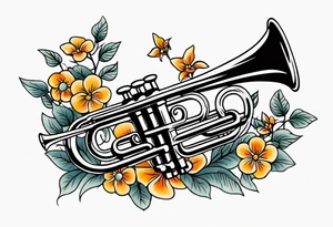 trumpets

vintage tattoo style old school traditional bold color simple with flowers surrounded tattoo idea
