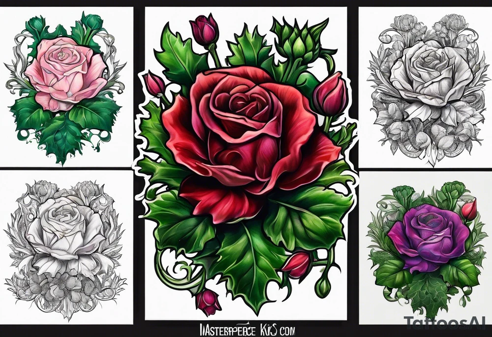 Thistle rose shamrock KND tattoo idea
