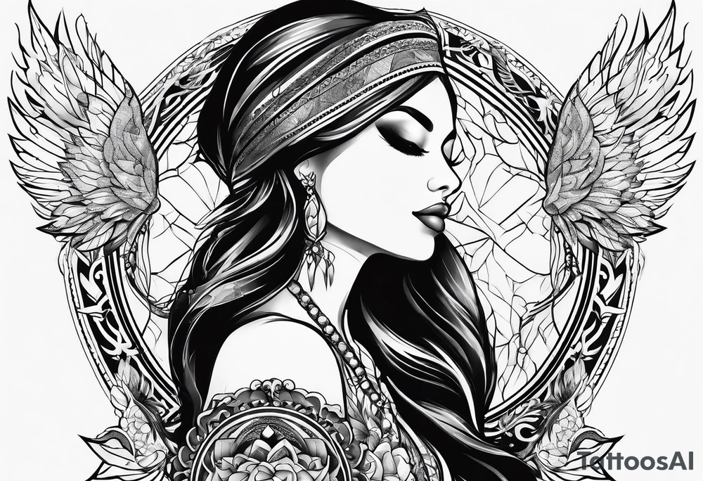 FℲ with women’s body outline tattoo idea
