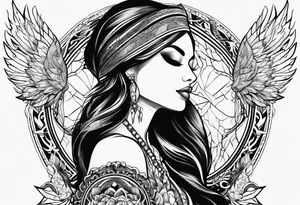 FℲ with women’s body outline tattoo idea