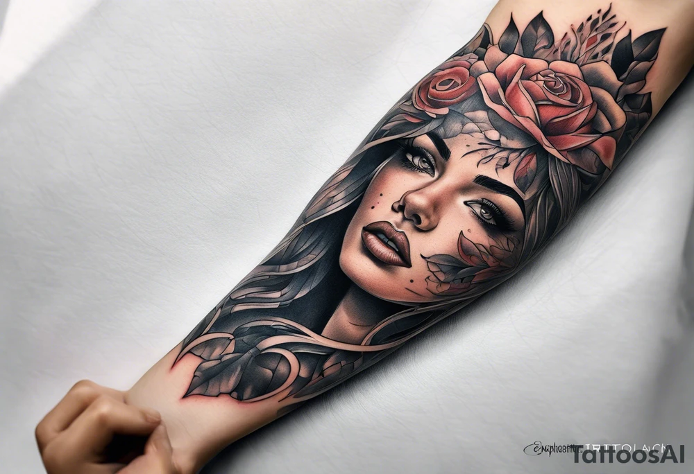 pertruding pain human tissue on arm tattoo idea