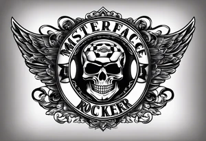 the name rocker in football style letters . tattoo idea