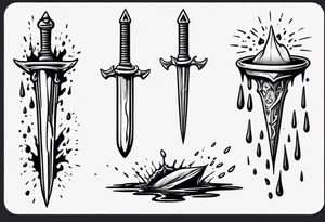 Dagger falling in a puddle tattoo idea