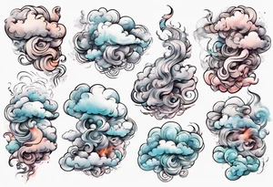 feminine cloud blowing smoke tattoo idea