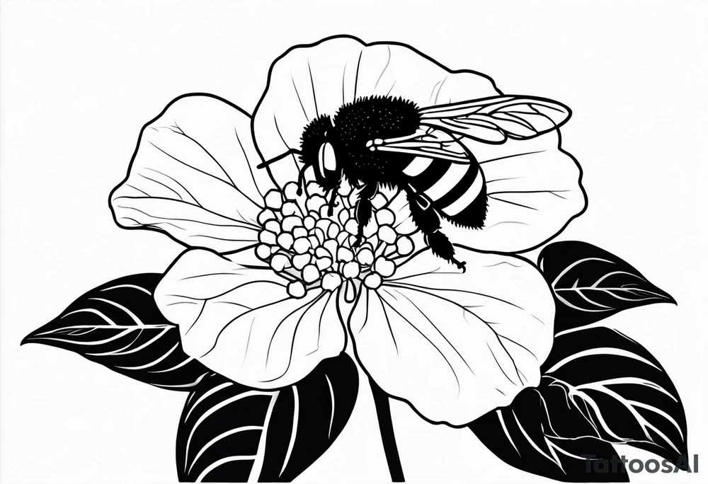 Hydrangea flower with a small bee, small tattoo idea