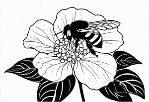 Hydrangea flower with a small bee, small tattoo idea