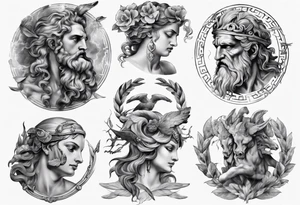 photorealistic greek mythology tattoo idea