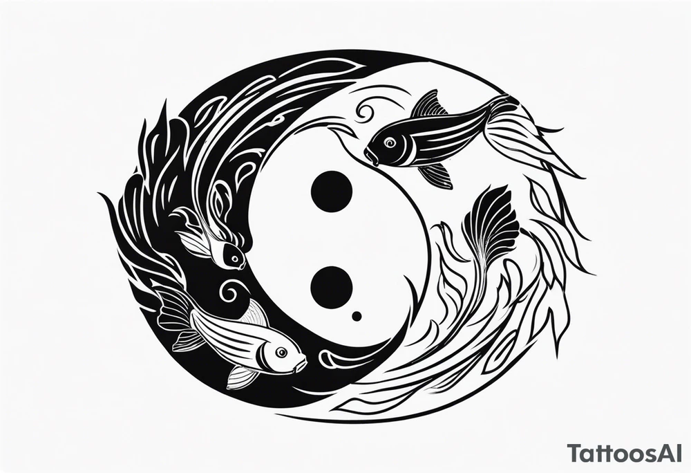 powerful majestic ying Yang symbol made of koi fish tattoo idea