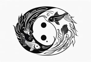 powerful majestic ying Yang symbol made of koi fish tattoo idea