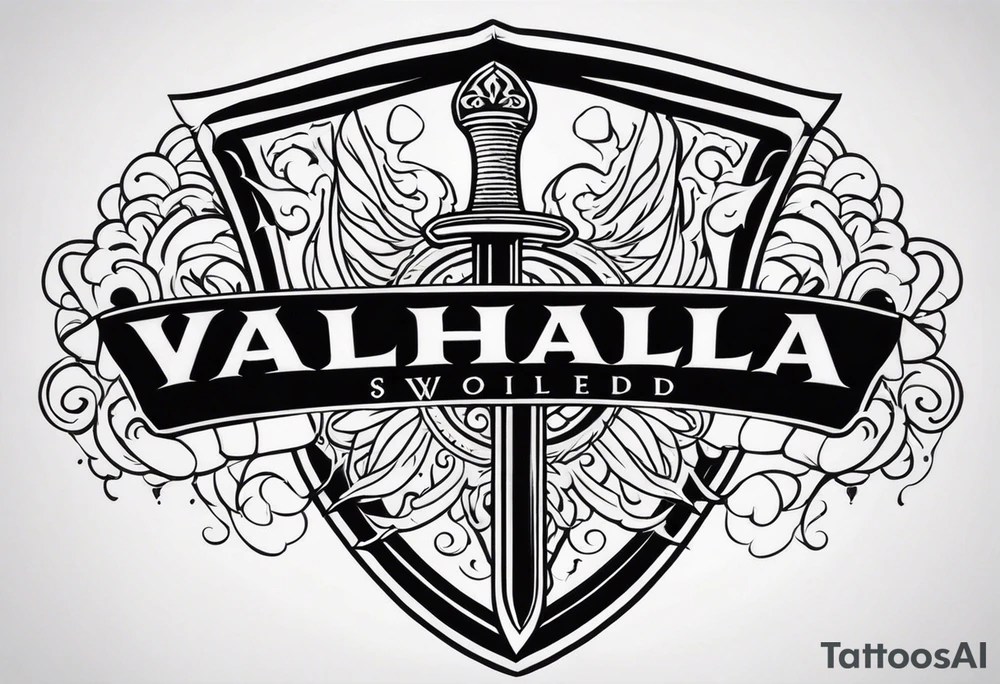Valhalla sword shield heaven tattoo idea
