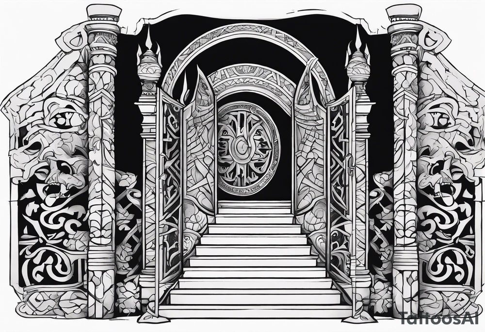 The Viking is at the bottom of the stairs that lead to the gate to Valhalla. tattoo idea