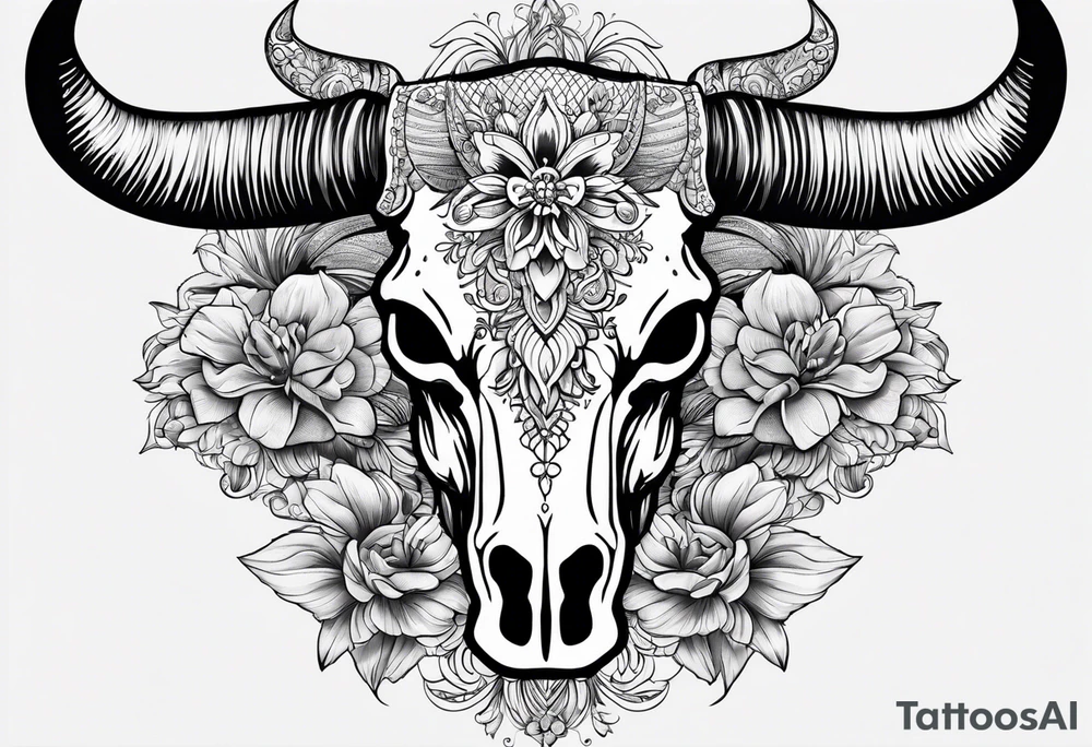 Feminine Bull skull tattoo idea