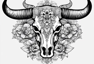 Feminine Bull skull tattoo idea