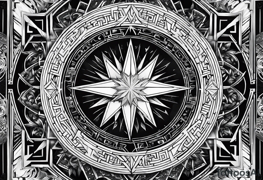 north star with a Maze of castle tattoo idea