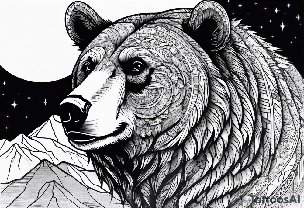 Bear gazing into the distance tattoo idea