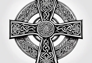 celtic cross with flowersimple celtic cross with flowers intertwined tattoo idea