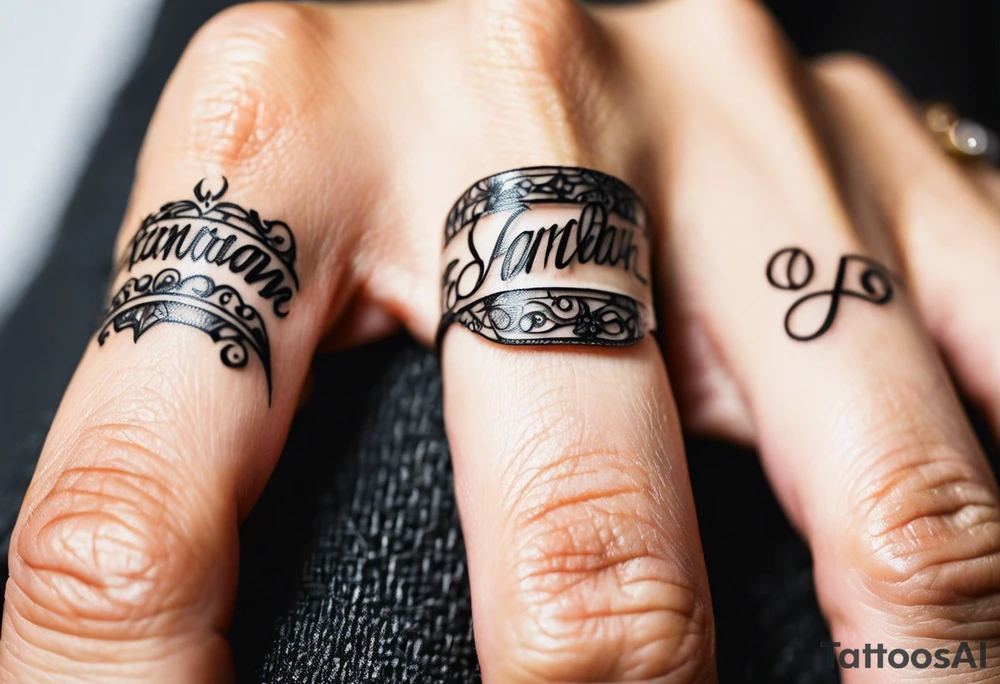 Name on ring finger tattoo idea