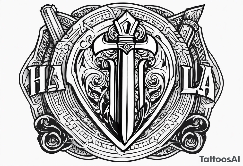 Valhalla sword shield steps tattoo idea
