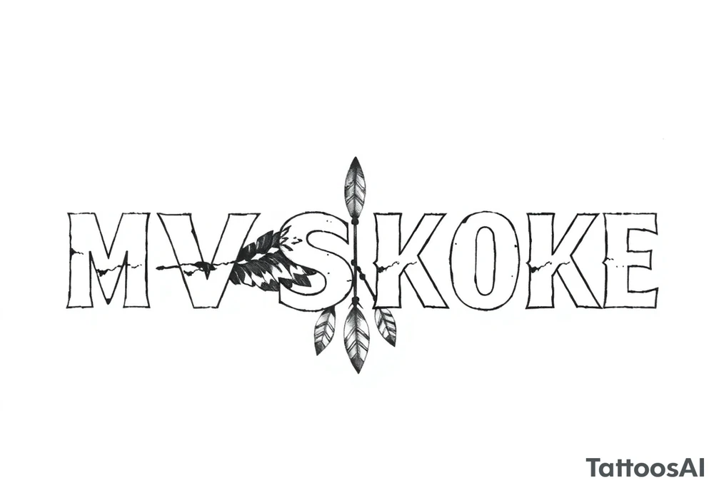 The word “MVSKOKE” shaded with Native American print tattoo idea