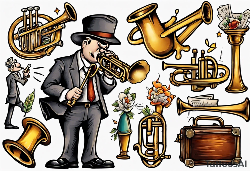 accountant playing trumpet tattoo idea