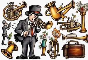 accountant playing trumpet tattoo idea