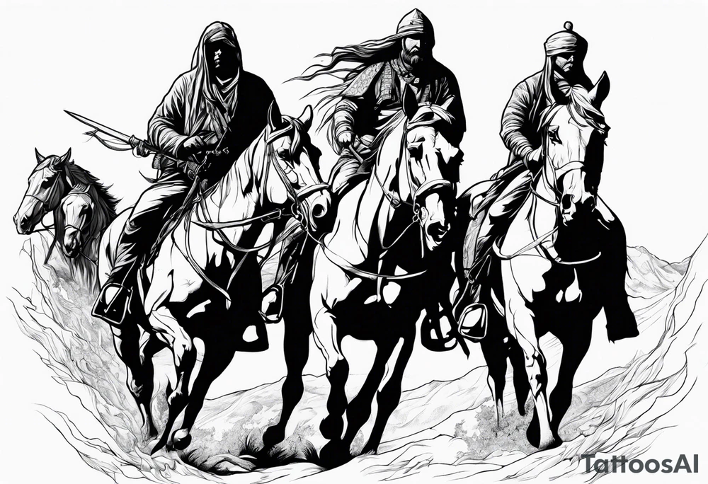 4 horseman of the apocalypse - Death, Famine, War, and Conquest tattoo idea