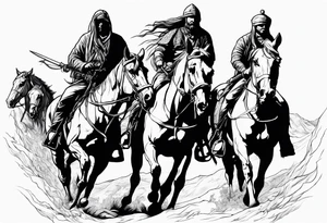 4 horseman of the apocalypse - Death, Famine, War, and Conquest tattoo idea