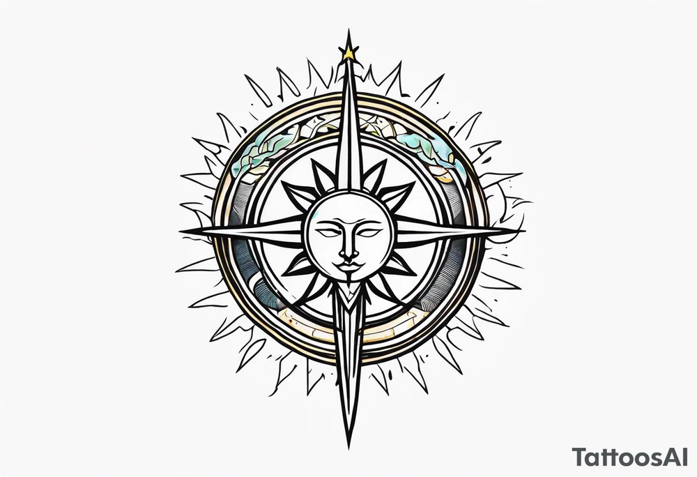 Sun and dagger tattoo idea