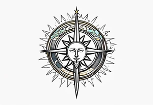 Sun and dagger tattoo idea