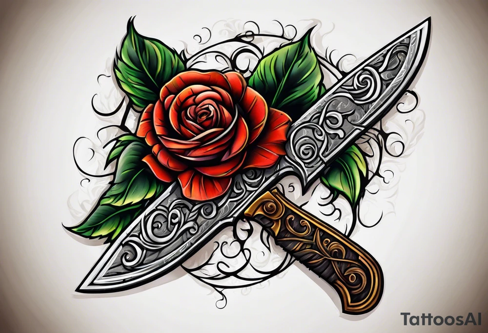 knife and rose tattoo idea