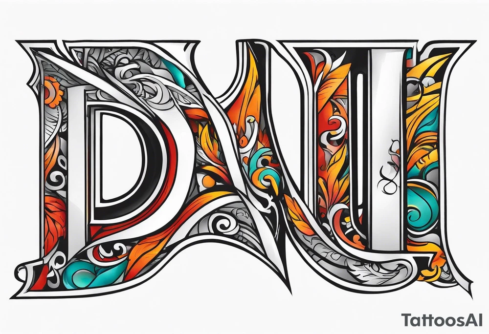 HD letter combined tattoo idea