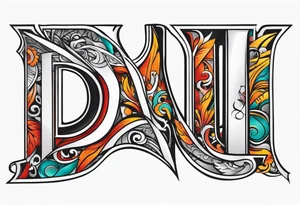 HD letter combined tattoo idea