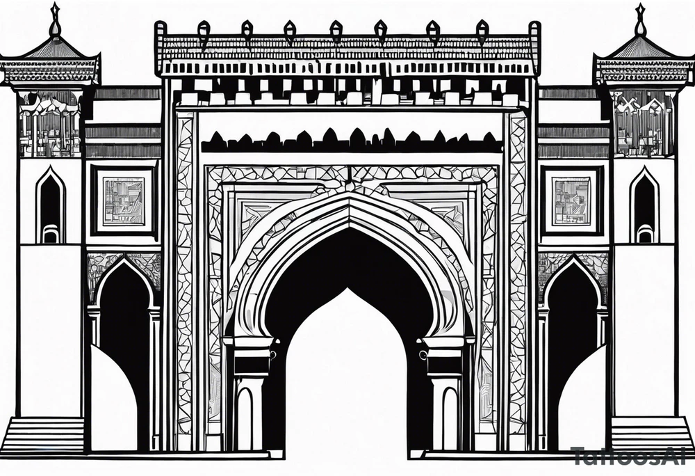 israel town gate vector tattoo idea