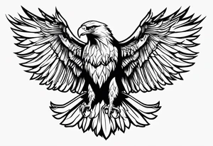 realistic eagle full body  sit face front closed wings tattoo idea