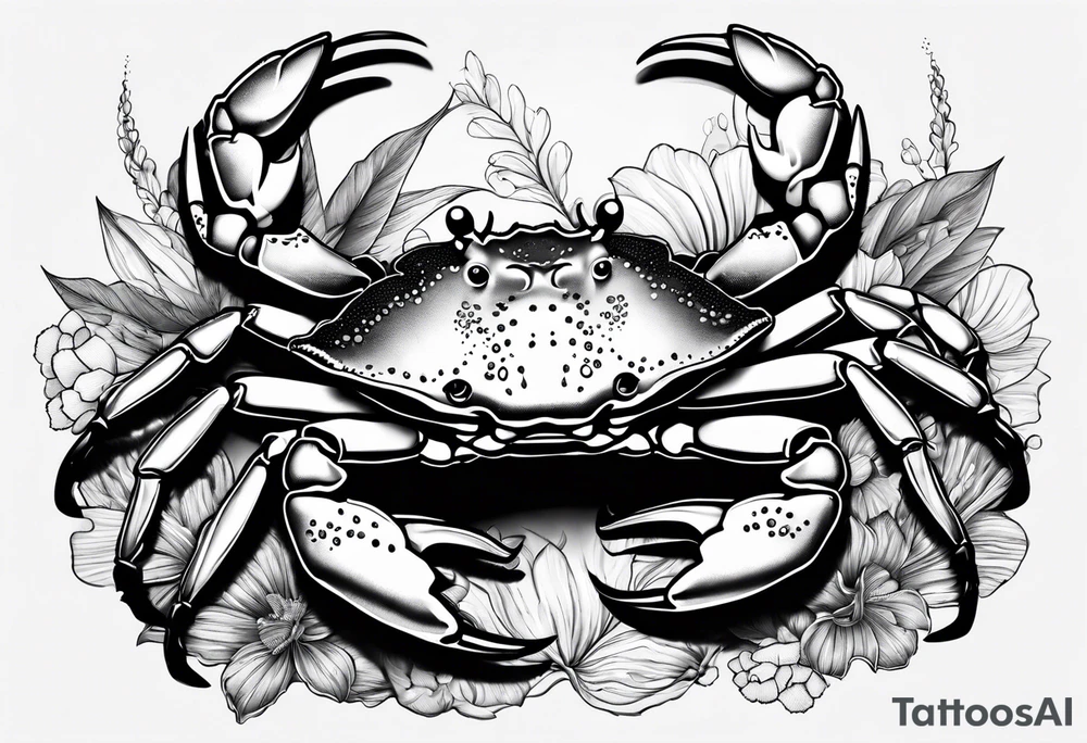 Crabs en blanco en negro con numero 69 tattoo idea