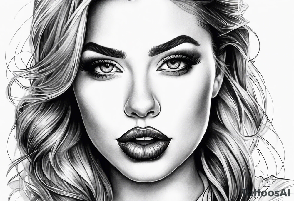Female licking lips tattoo idea