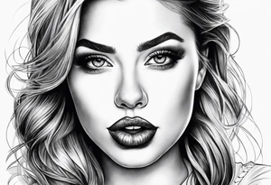 Female licking lips tattoo idea