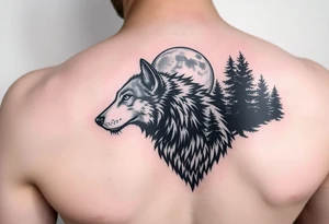 werewolf,moon,forest. tattoo idea