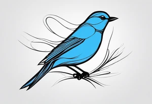 Minimal lines Black and white blue bird outline tattoo idea