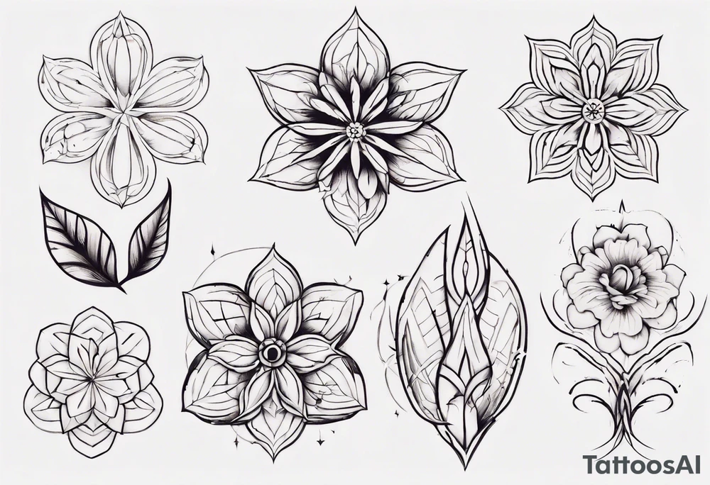 Minimalist Ornemental flower geometric tattoo idea