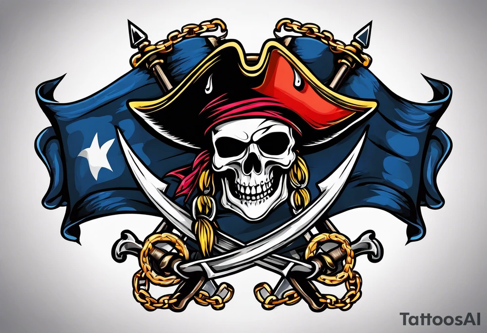 Pirate flags with chains tattoo idea