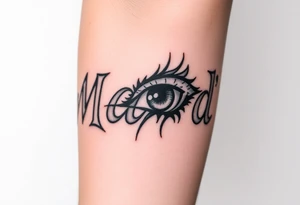 Name Mandi with nubis and eye of raw tattoo idea
