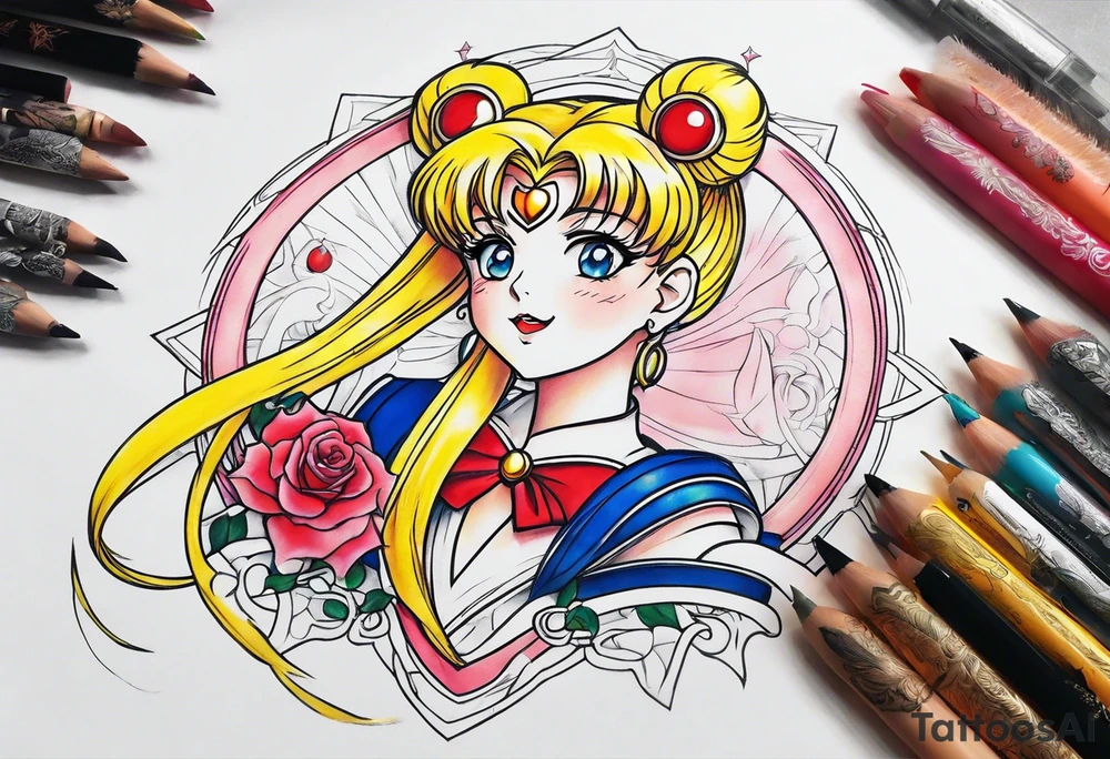 Need a tattoo sketch color on the arm theme sailor moon more tattoo idea
