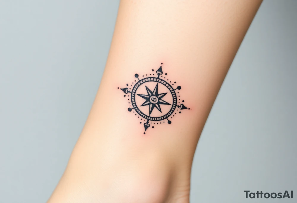 wedding rings tattoo with compass tattoo idea