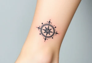 wedding rings tattoo with compass tattoo idea