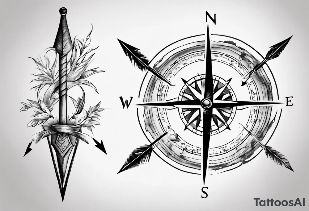 compass with a hunting arrow going through it vertically tattoo idea compass with a hunting arrow going through it vertically tattoo idea