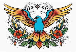 holy spirit

old school vintage simple traditional design with vintage flowers surrounding
bold color simple tattoo idea